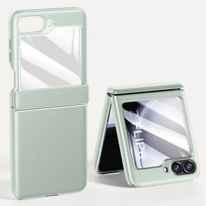 Samsung Galaxy Z Flip Urban Classic Grip Leather Case – Premium Slim Cover with Anti-Slip Grip & Hinge Protection