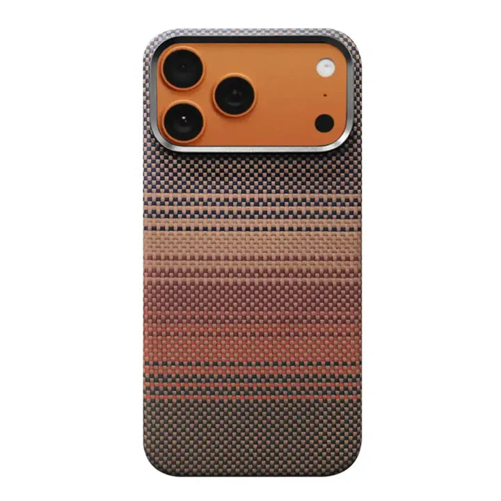 iPhone 17 Pro Max Desert Carbon Saffron Weave Case – Premium Textured Slim Cover with Shockproof Protection & Anti-Slip Grip