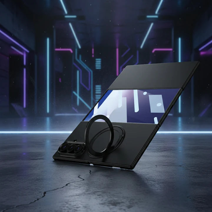 Samsung Galaxy Z Trifold Case with Crown Bracket Stand – Shockproof Foldable Cover with Hinge Protection & Anti-Slip Grip