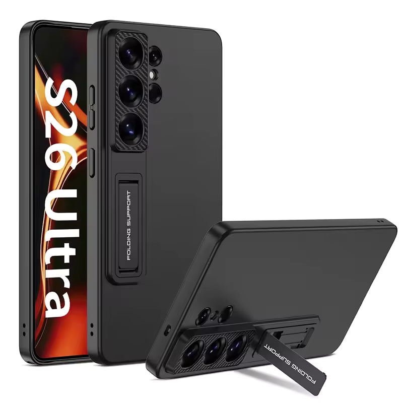 Samsung Galaxy S26 Ultra Luxury Matte Slim Stand Case – Shockproof Anti-Fingerprint Cover with Built-in Kickstand