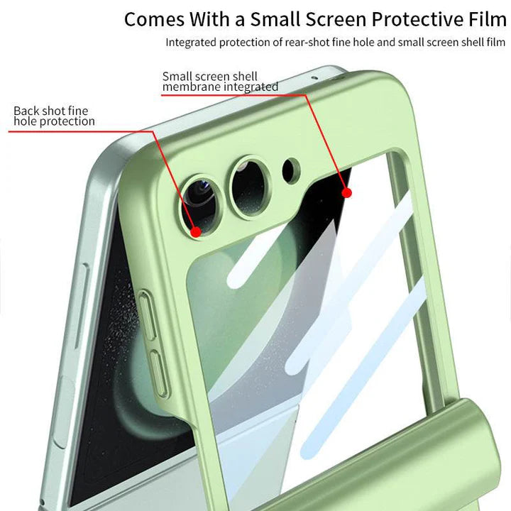 Samsung Galaxy Z Flip Flex Magnetic Hinge Case with Pen Slot – Shockproof Cover with Stylus Holder & Anti-Slip Grip