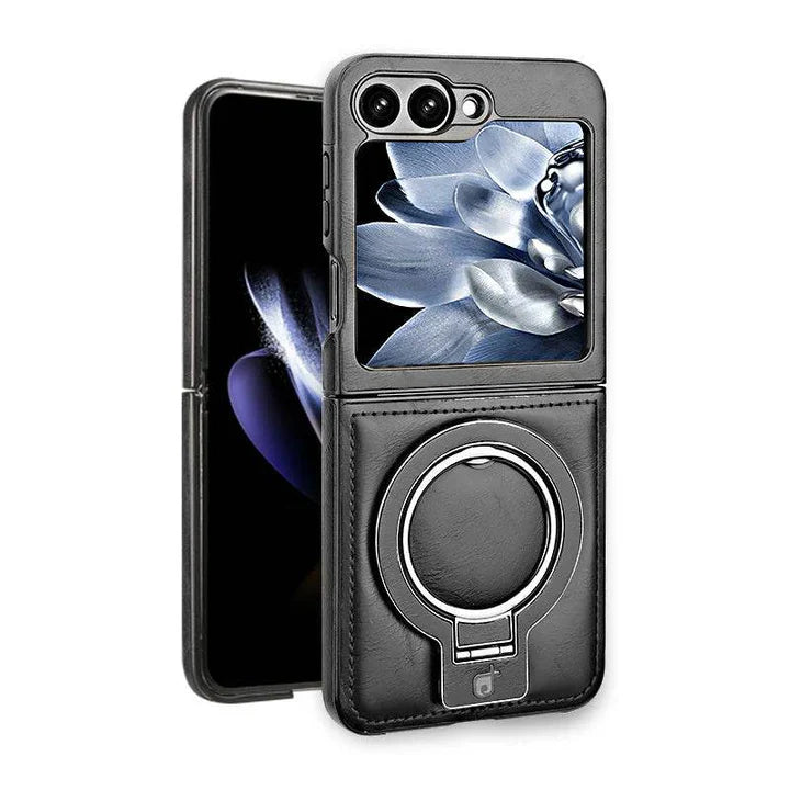 Samsung Galaxy Z Flip Series Magno Pro Leather Bracket Case – Premium Leather Cover with Stand Holder, Hinge Protection & Shockproof Design