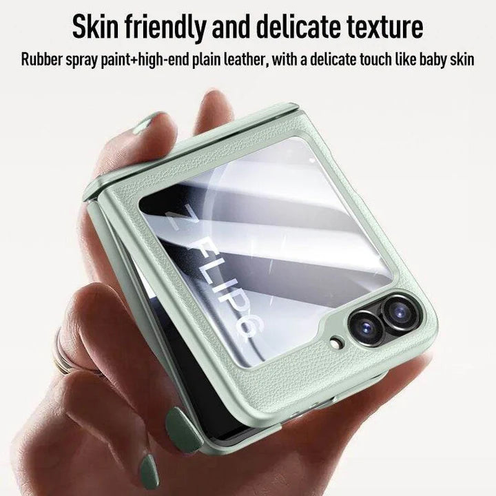 Samsung Galaxy Z Flip Urban Classic Grip Leather Case – Premium Slim Cover with Anti-Slip Grip & Hinge Protection
