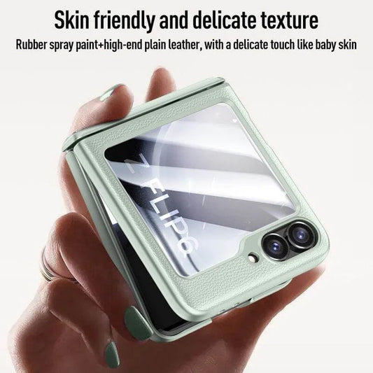 Samsung Galaxy Z Flip Urban Classic Grip Leather Case – Premium Slim Cover with Anti-Slip Grip & Hinge Protection
