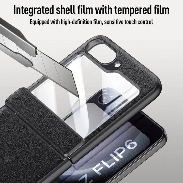 Samsung Galaxy Z Flip Urban Classic Grip Leather Case – Premium Slim Cover with Anti-Slip Grip & Hinge Protection