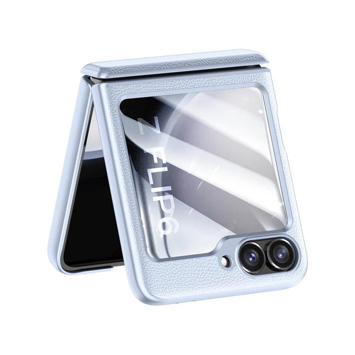 Samsung Galaxy Z Flip Urban Classic Grip Leather Case – Premium Slim Cover with Anti-Slip Grip & Hinge Protection
