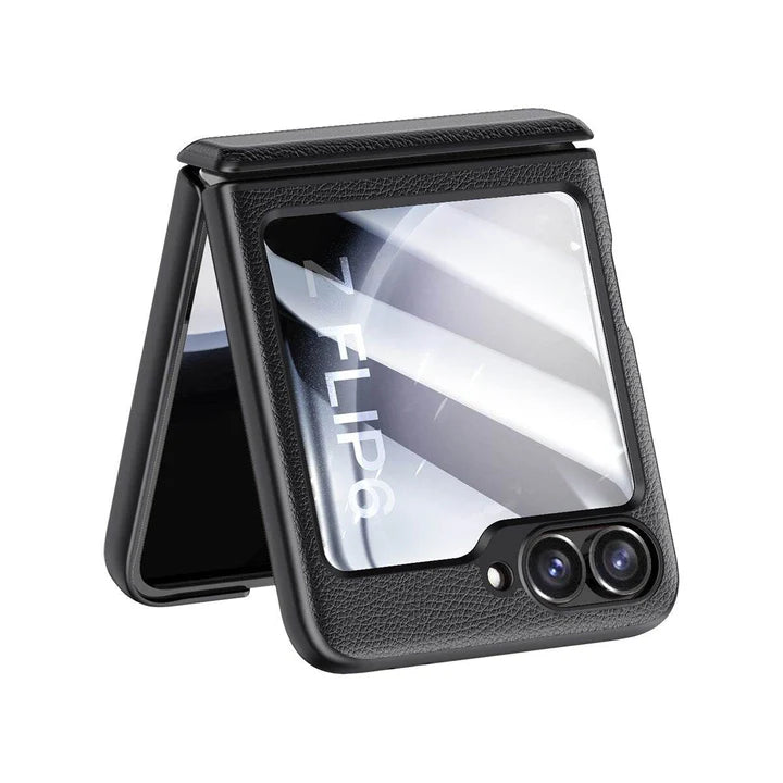 Samsung Galaxy Z Flip Urban Classic Grip Leather Case – Premium Slim Cover with Anti-Slip Grip & Hinge Protection