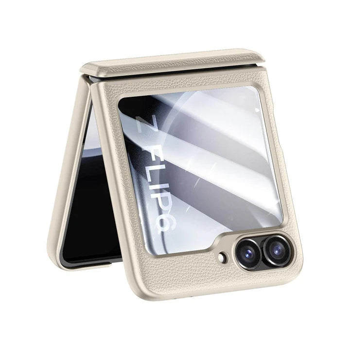 Samsung Galaxy Z Flip Urban Classic Grip Leather Case – Premium Slim Cover with Anti-Slip Grip & Hinge Protection