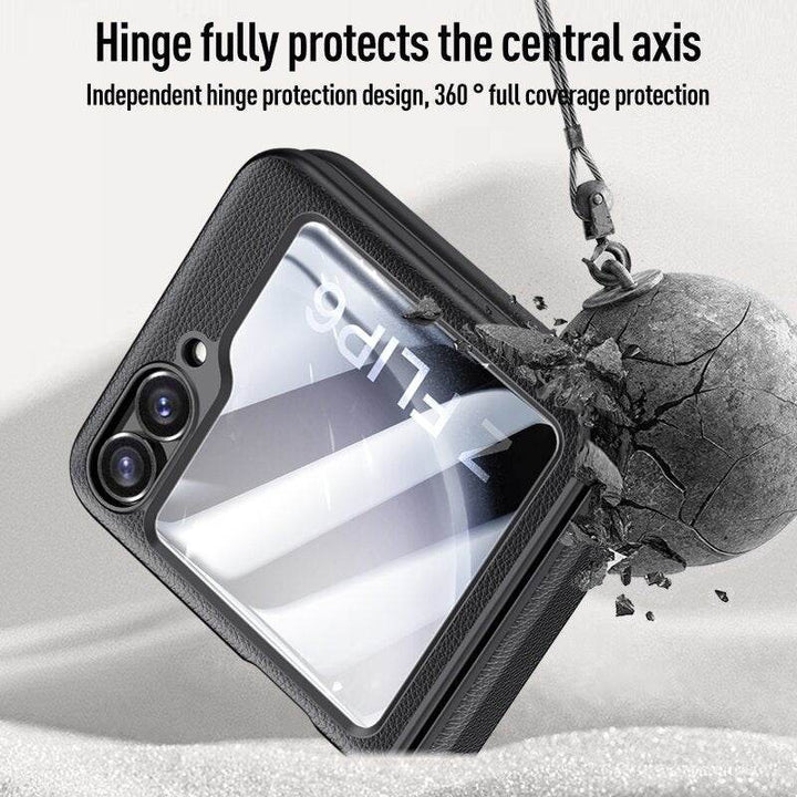 Samsung Galaxy Z Flip Urban Classic Grip Leather Case – Premium Slim Cover with Anti-Slip Grip & Hinge Protection