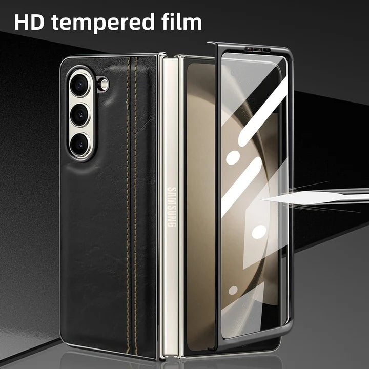 Samsung Galaxy Z Fold 5 Leathron Leather Case – Premium Slim Flip Cover with Hinge Protection & Shockproof Design