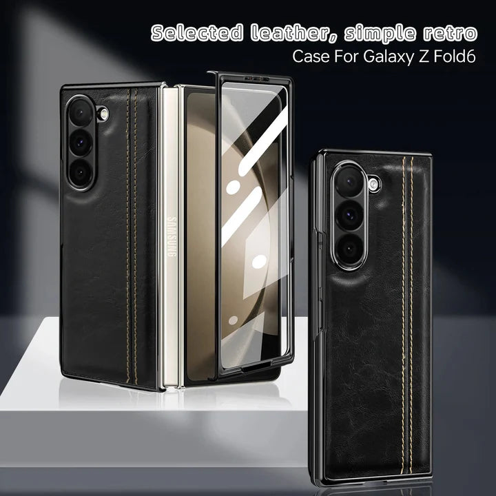 Samsung Galaxy Z Fold 5 Leathron Leather Case – Premium Slim Flip Cover with Hinge Protection & Shockproof Design