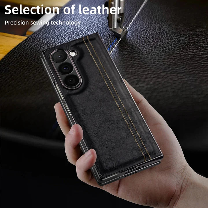 Samsung Galaxy Z Fold 5 Leathron Leather Case – Premium Slim Flip Cover with Hinge Protection & Shockproof Design