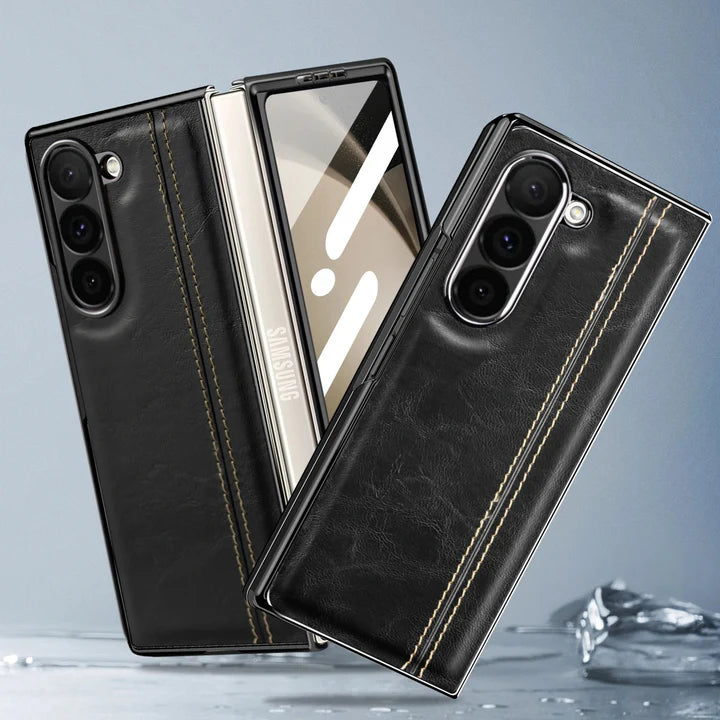 Samsung Galaxy Z Fold 5 Leathron Leather Case – Premium Slim Flip Cover with Hinge Protection & Shockproof Design