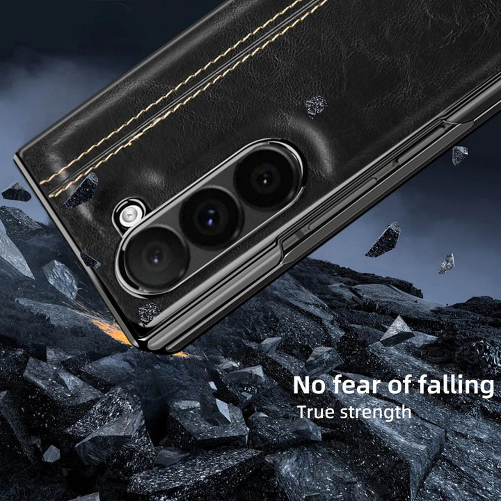Samsung Galaxy Z Fold 5 Leathron Leather Case – Premium Slim Flip Cover with Hinge Protection & Shockproof Design