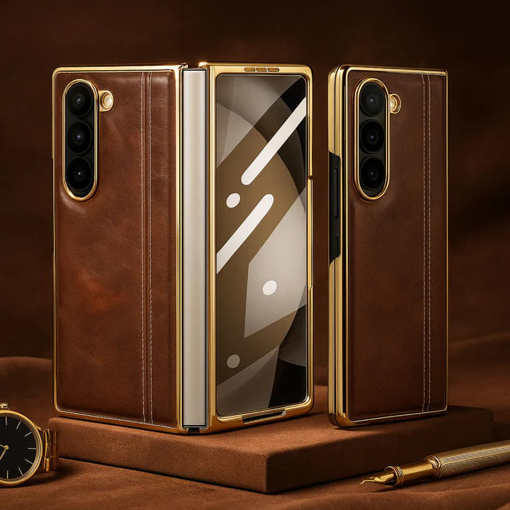 Samsung Galaxy Z Fold 5 Leathron Leather Case – Premium Slim Flip Cover with Hinge Protection & Shockproof Design