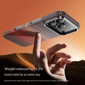 iPhone 17 Pro Max Desert Carbon Saffron Weave Case – Premium Textured Slim Cover with Shockproof Protection & Anti-Slip Grip