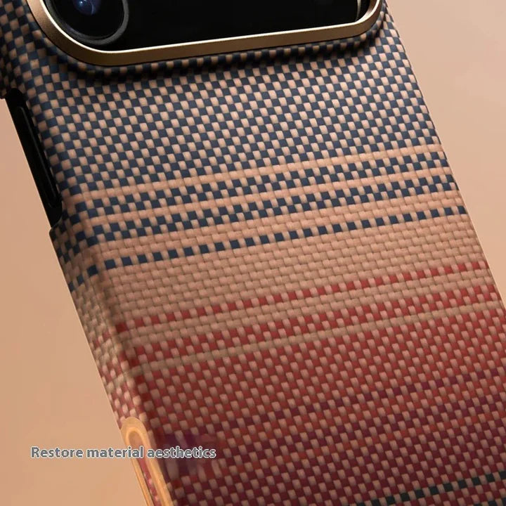 iPhone 17 Pro Max Desert Carbon Saffron Weave Case – Premium Textured Slim Cover with Shockproof Protection & Anti-Slip Grip