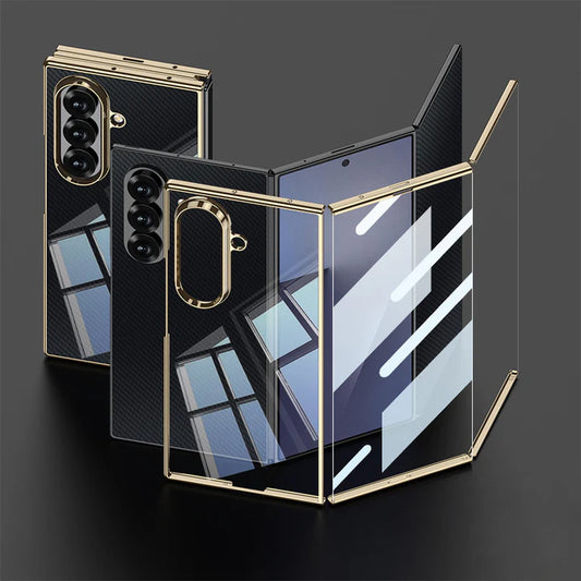 Samsung Galaxy Z Trifold Aurum Carbon Prestige Case – Luxury Carbon Fiber Finish with Slim Shockproof Hinge Protection Cover