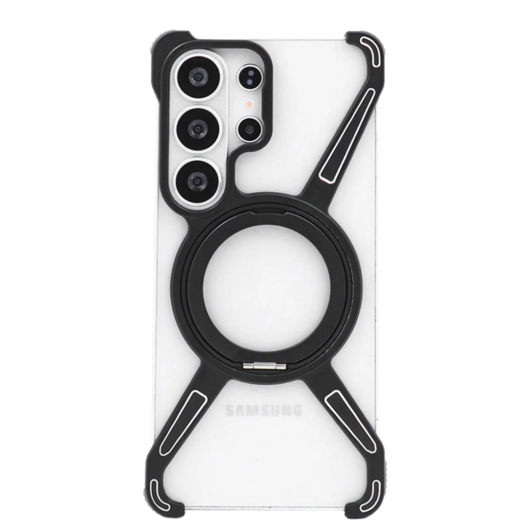 Galaxy S26 Series Magnetic Metal Frame Case with Kickstand – Minimalist Protective Cover