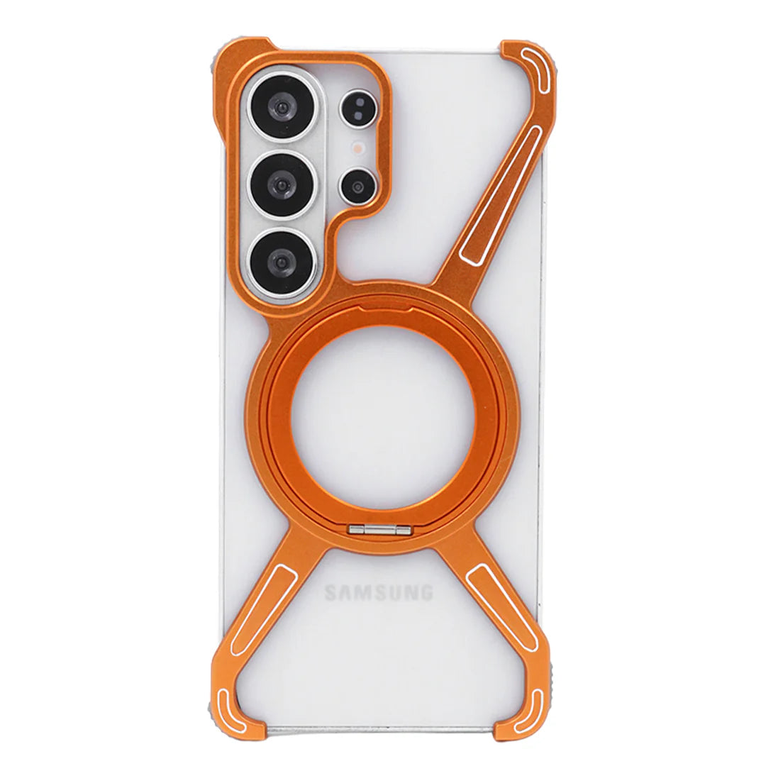 Galaxy S26 Series Magnetic Metal Frame Case with Kickstand – Minimalist Protective Cover