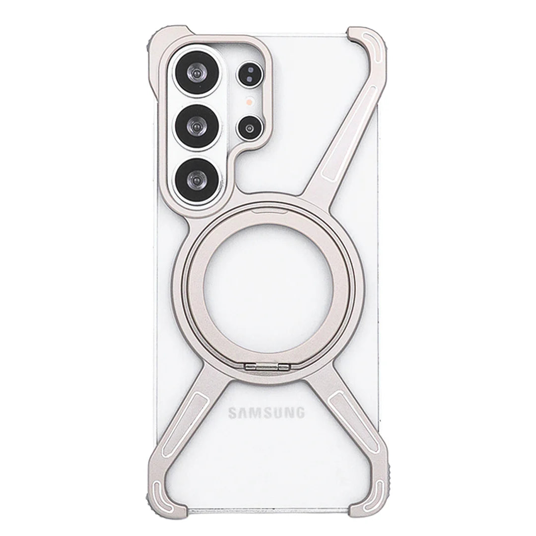 Galaxy S26 Series Magnetic Metal Frame Case with Kickstand – Minimalist Protective Cover