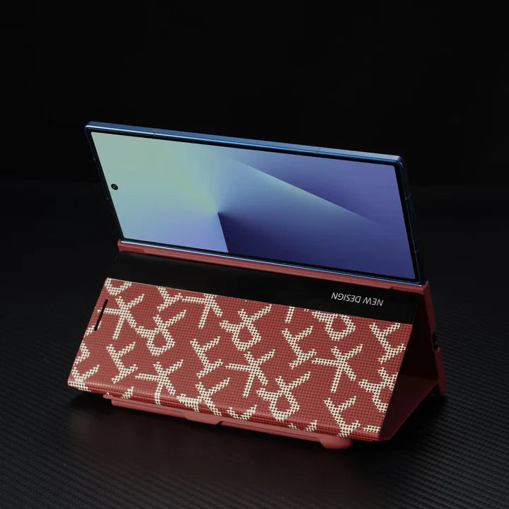 Samsung Galaxy Z Fold Series Signature Matrix Code Leather Case – Premium Designer Leather Cover with Hinge Protection & Shockproof Build