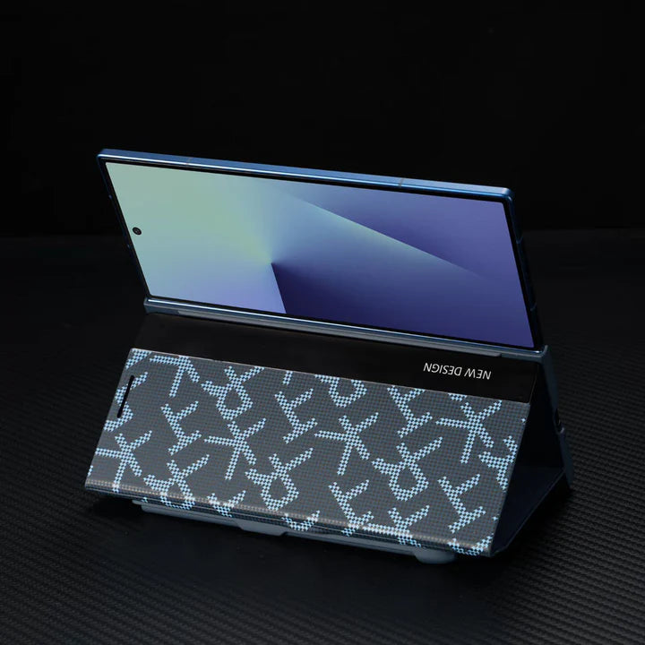 Samsung Galaxy Z Fold Series Signature Matrix Code Leather Case – Premium Designer Leather Cover with Hinge Protection & Shockproof Build
