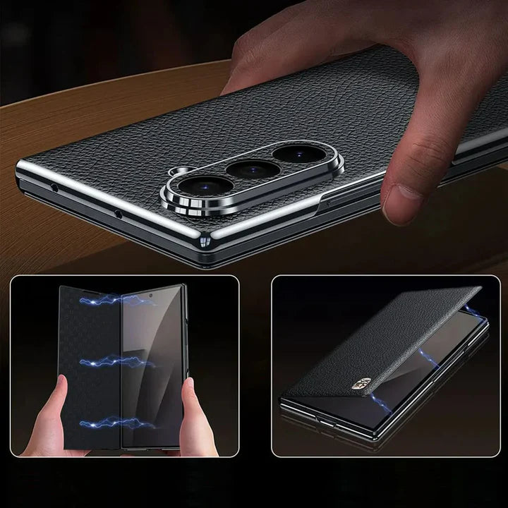 Samsung Galaxy Z Series Vortex Business Professional Leather Case – Executive Slim Cover with Hinge Protection & Anti-Slip Grip
