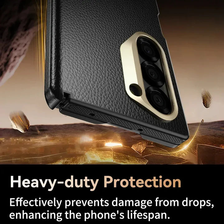 Samsung Galaxy Z Fold Series Imperium Regent Leather Armor Case – Premium Leather Finish with Hinge Protection & Shockproof Design