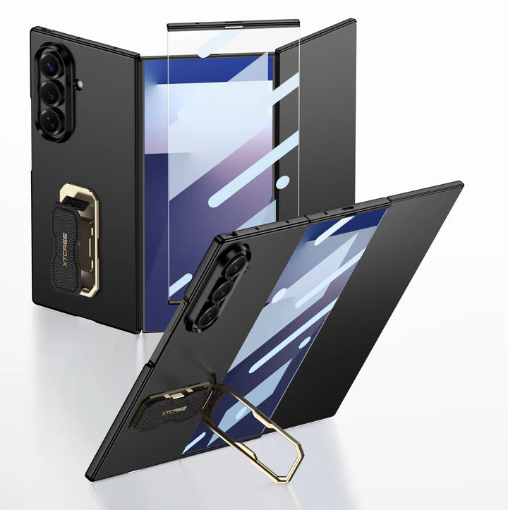 Samsung Galaxy Z Trifold Flex Shield Grip Case with Bracket Stand – Shockproof Foldable Cover with Hinge Protection & Anti-Slip Design