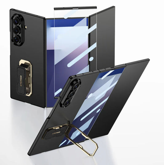 Samsung Galaxy Z Trifold Flex Shield Grip Case with Bracket Stand – Shockproof Foldable Cover with Hinge Protection & Anti-Slip Design