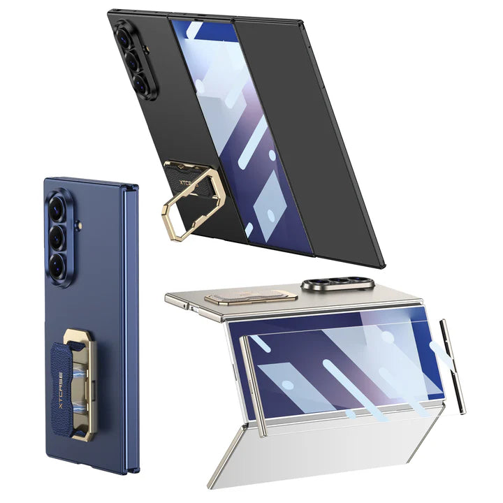 Samsung Galaxy Z Trifold Flex Shield Grip Case with Bracket Stand – Shockproof Foldable Cover with Hinge Protection & Anti-Slip Design