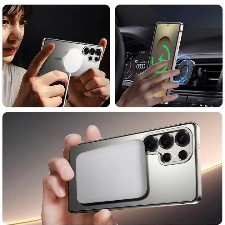 Samsung Galaxy S26 Series Aluminium Frame MagSafe Armor Case – Premium Metal Bumper with Magnetic Charging & Shockproof Protection