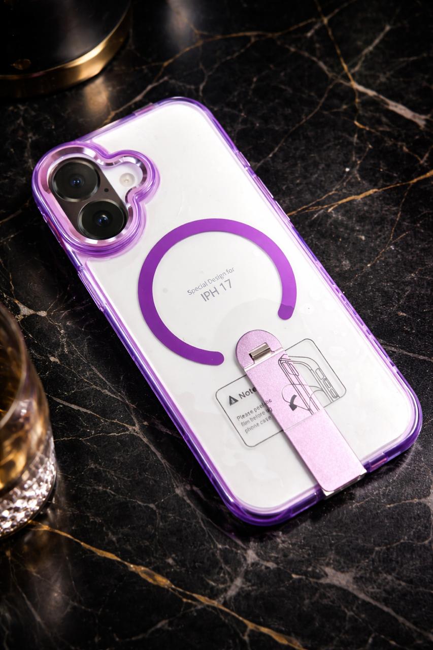 Crystal Clear Magnetic Case for iPhone 17 Series – Transparent Shockproof Slim Cover with Colored Ring Design