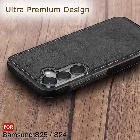 PULOKA Classic Leather Case for Samsung Galaxy S25 – Premium Slim Shockproof Luxury Cover