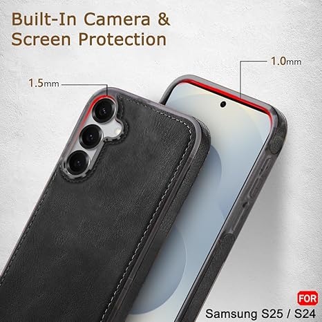 PULOKA Classic Leather Case for Samsung Galaxy S25 – Premium Slim Shockproof Luxury Cover