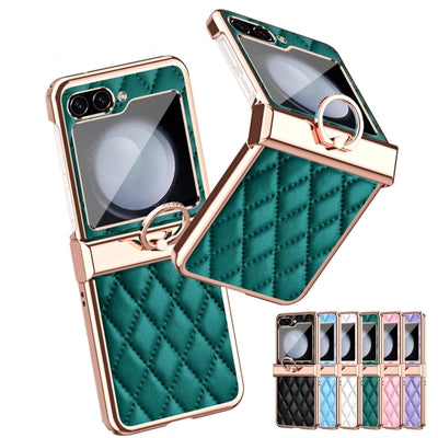 Samsung Galaxy Z Flip 6 GKK Cushion Leather Case – Magnetic Hinge Protection, Ring Holder & Back Screen Glass Cover
