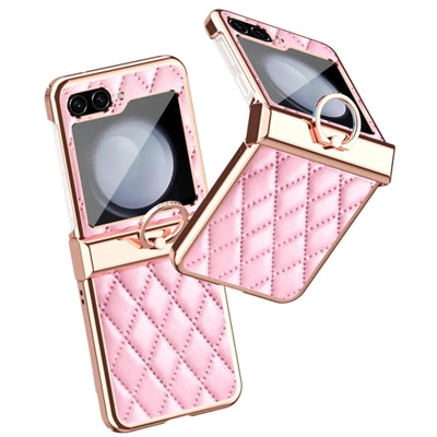 Samsung Galaxy Z Flip 6 GKK Cushion Leather Case – Magnetic Hinge Protection, Ring Holder & Back Screen Glass Cover