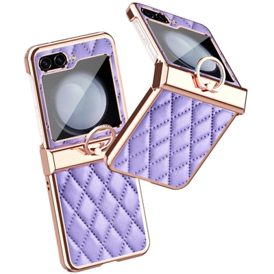 Samsung Galaxy Z Flip 6 GKK Cushion Leather Case – Magnetic Hinge Protection, Ring Holder & Back Screen Glass Cover