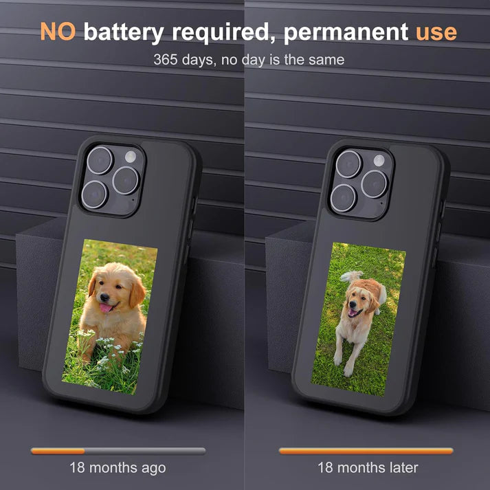 iPhone Series Smart NFC E-Ink Display Case – DIY Photo Customizable Cover with Long-Lasting Screen, Slim Shockproof Protection