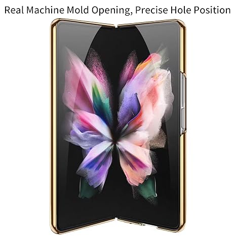Samsung Galaxy Z Fold 7 Luxury Gold Edge Glass Case – Lion Design Magnetic Slim Fit Cover with Shockproof Protection