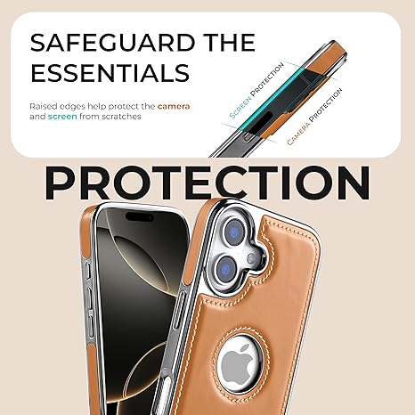 PULOKA Chrome Leather Back Case for iPhone 17 – Black Luxury Bumper Cover with Camera Protection