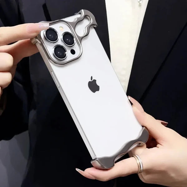 iPhone 15 Pro Max Titanium Metal Bumper Case with Camera Ring Protection – Slim Minimalist Shockproof Frame Cover