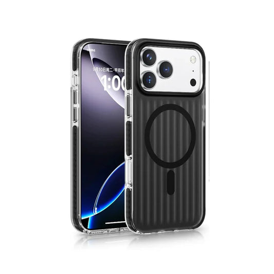 iPhone 17 Series Corrugated Metallic MagSafe Case – Shockproof Slim Anti-Slip Premium Protective Cover