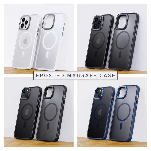 iPhone 15 Series Frosted Matte MagSafe Case with Metal Camera Lens Protection – Slim Shockproof Anti-Fingerprint Cover