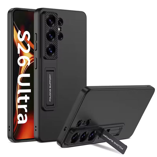 Samsung Galaxy S26 Ultra Luxury Matte Slim Stand Case – Shockproof Anti-Fingerprint Cover with Built-in Kickstand