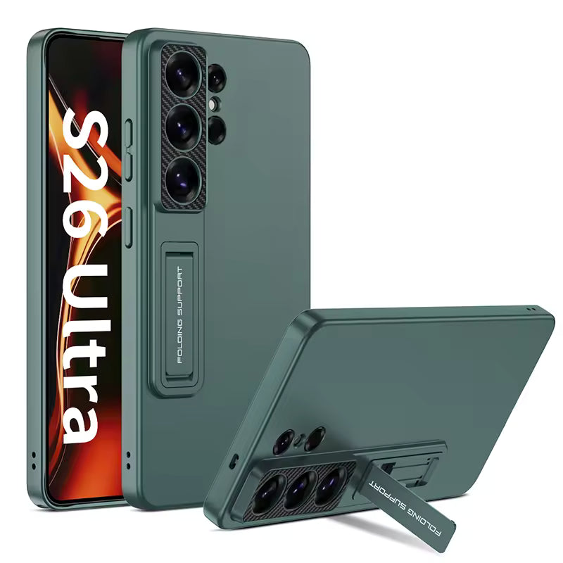 Samsung Galaxy S26 Ultra Luxury Matte Slim Stand Case – Shockproof Anti-Fingerprint Cover with Built-in Kickstand