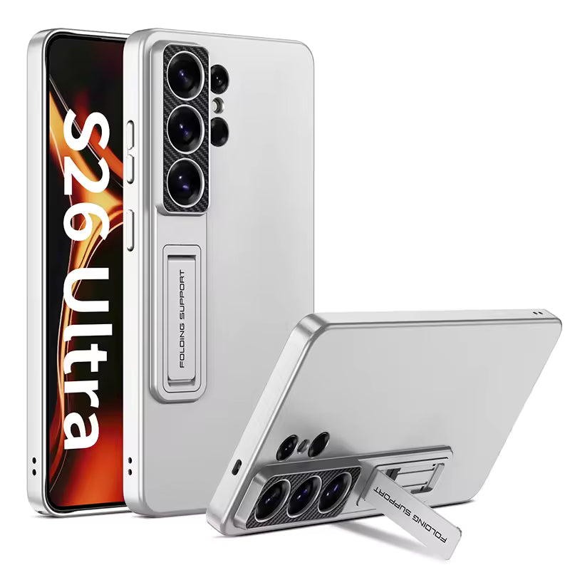 Samsung Galaxy S26 Ultra Luxury Matte Slim Stand Case – Shockproof Anti-Fingerprint Cover with Built-in Kickstand