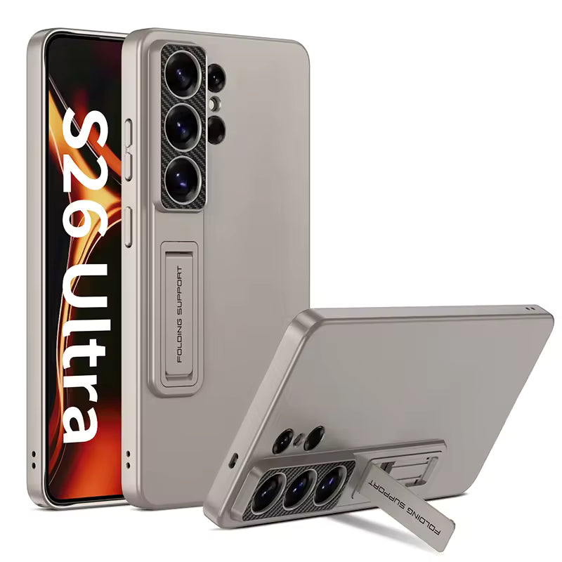 Samsung Galaxy S26 Ultra Luxury Matte Slim Stand Case – Shockproof Anti-Fingerprint Cover with Built-in Kickstand