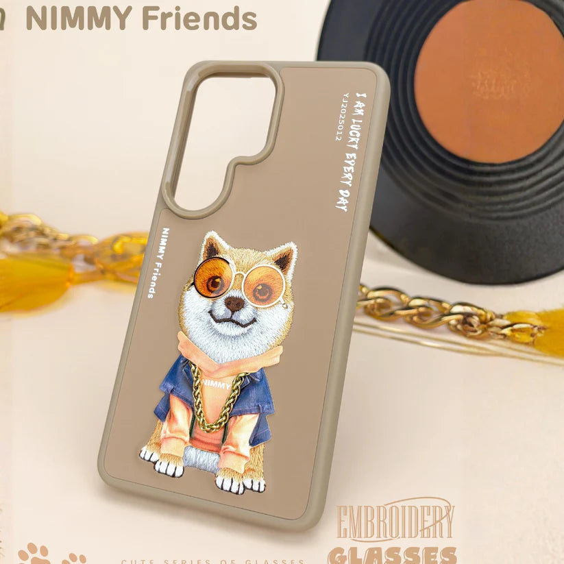 Samsung Galaxy S26 Ultra NIMMY Cool Pug Chain Case Baige color– Cute Designer Cover with Strap, Shockproof Protection & Anti-Slip Grip